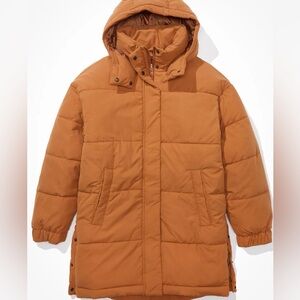 NWT American Eagle Brown Puffer Jacket
Hooded Longline Winter Coat Size S